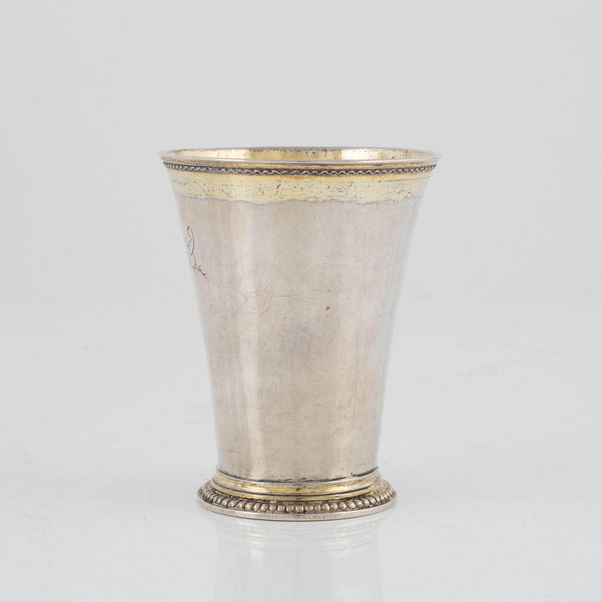 Gustaf Stafhell d ä, bägare, silver, Stockholm 1732.