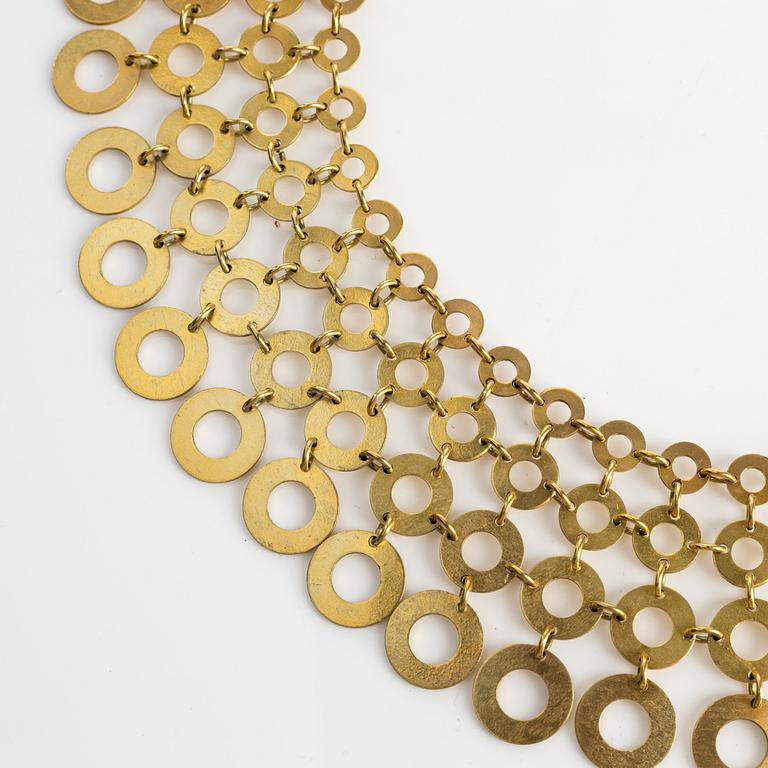 Siv Lagerström, necklace and earrings, gilded brass.