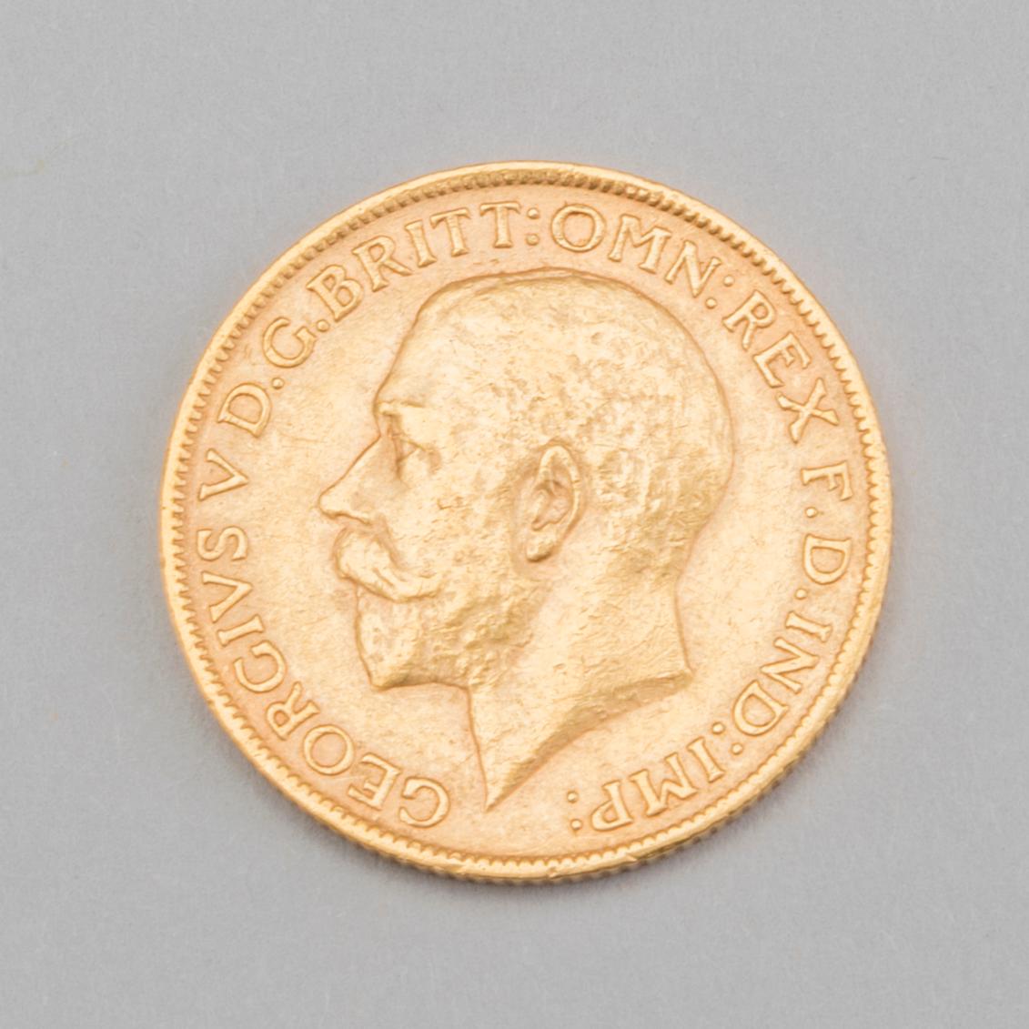 MYNT, guld 23 k. GEORGIVS V D.G.BRITT:OMN:REX F.D.IND:IMP. 1927.