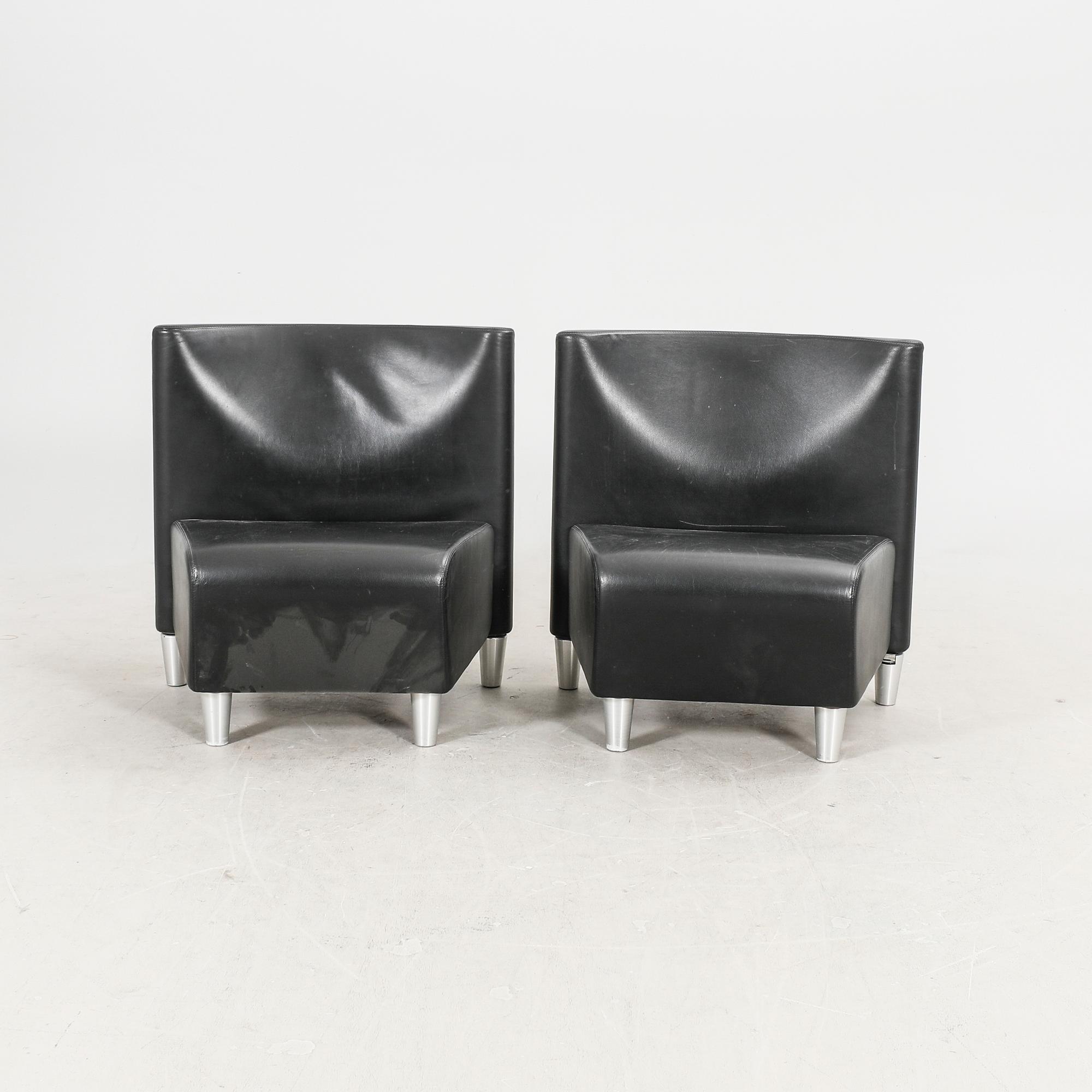 A set of eight leather easychairs by Erik Jørgensen Møbelfabrik, Svendborg, Denmark.