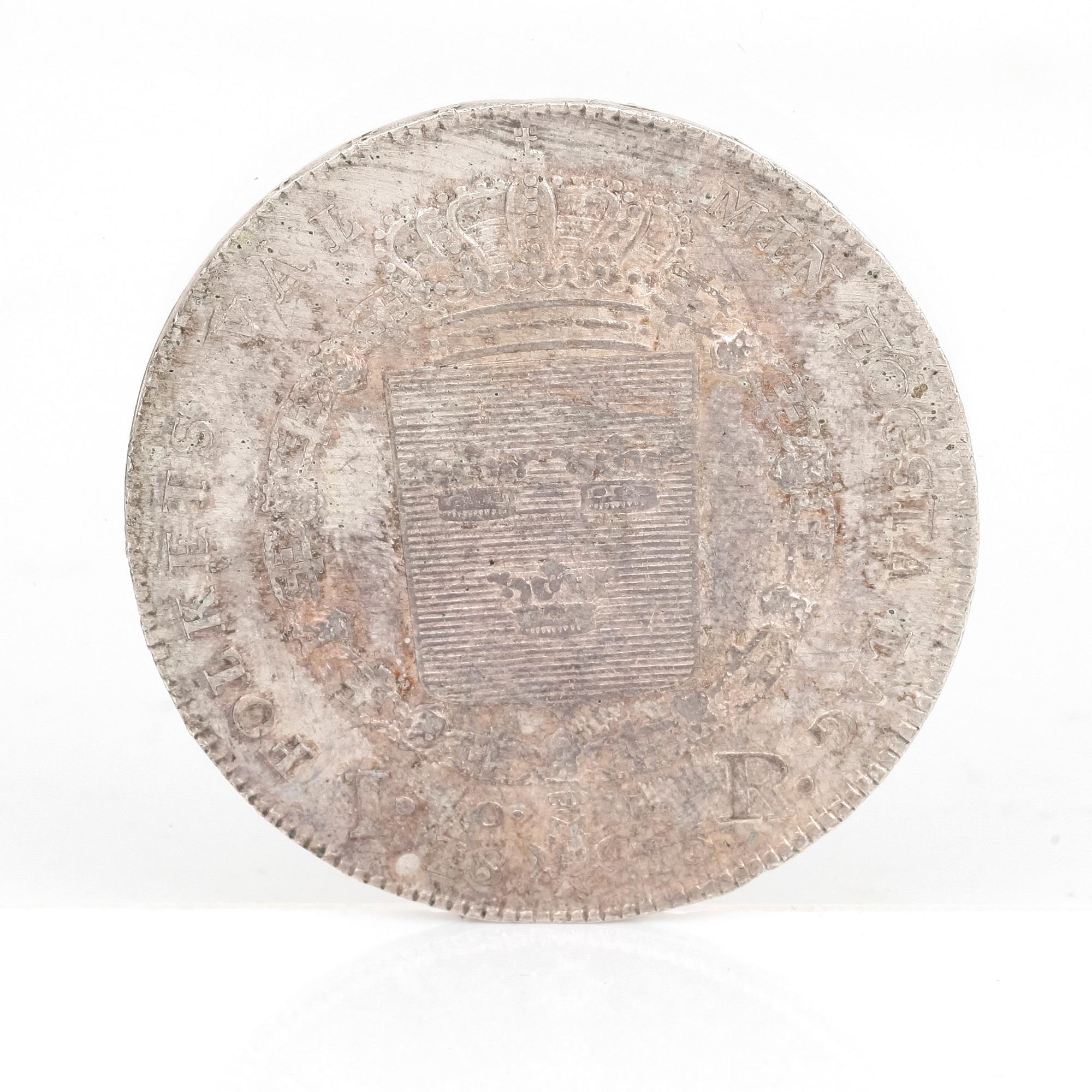 SILVERMYNT, 1 Riksdaler, Karl XIII av Sverige o Norge, 1815. Vikt ca 29 gram.