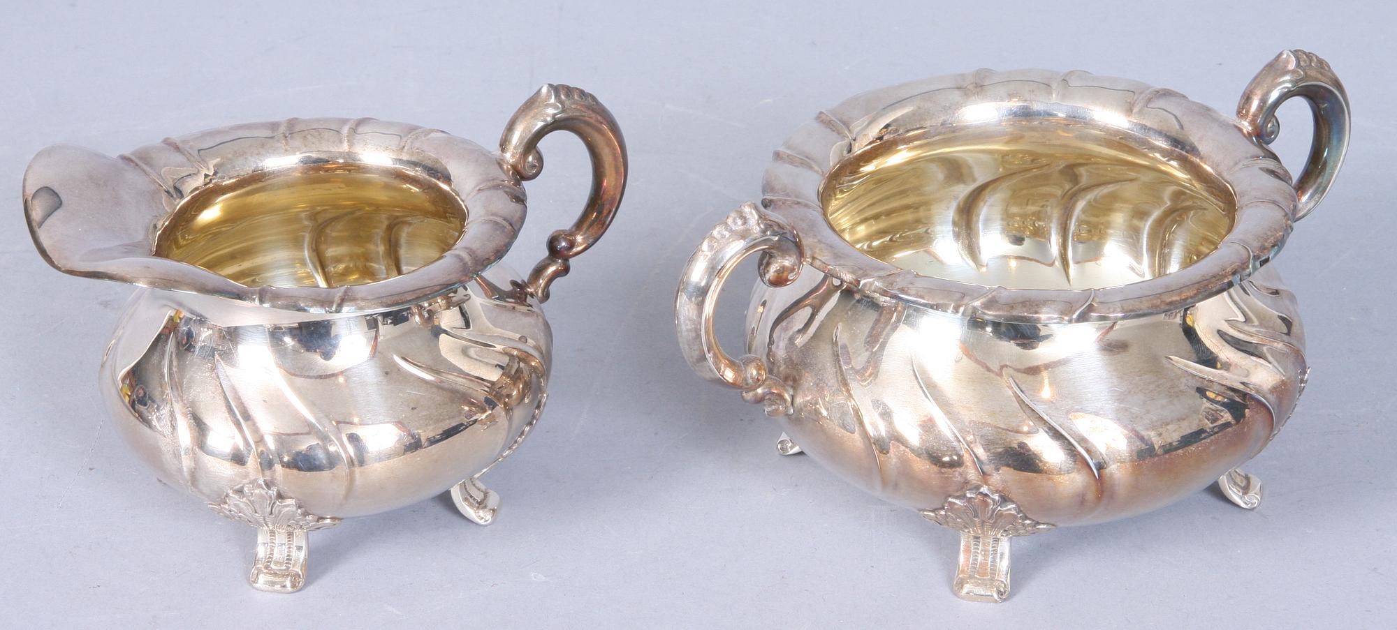 KAFFESERVIS, 3 delar. Silver. Tot vikt 1021g. Svensk import stämpl.