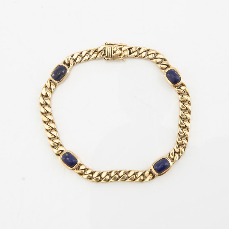 Armband pansarlänk 14K guld med Lapis Lazuli.