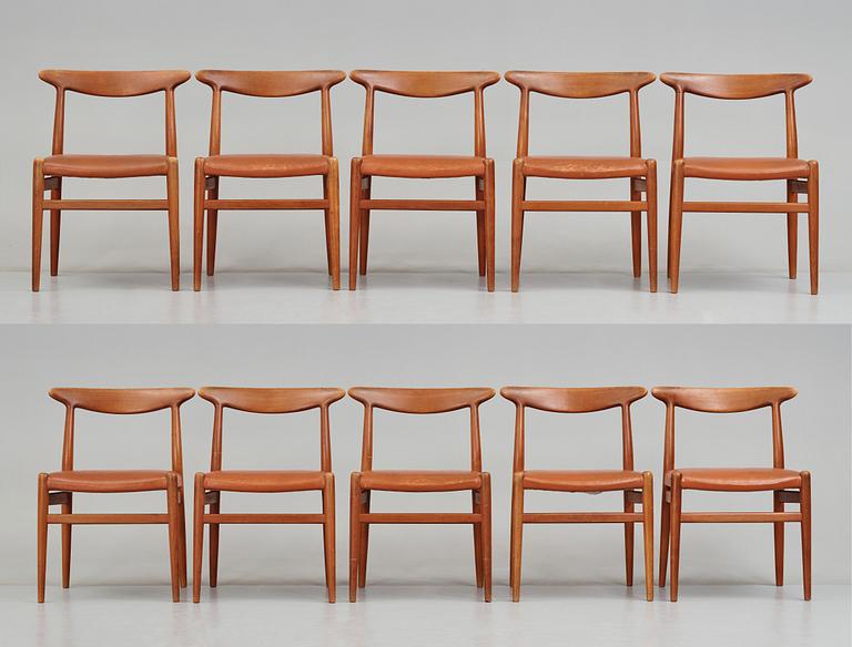 Hans J. Wegner, stolar, 10 st "W2", C M Madsen, Danmark 1950-tal.