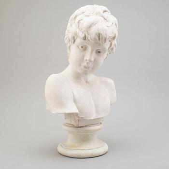 JOHN BÖRJESON, after. A plaster bust of a young boy, signed and dated 1900.