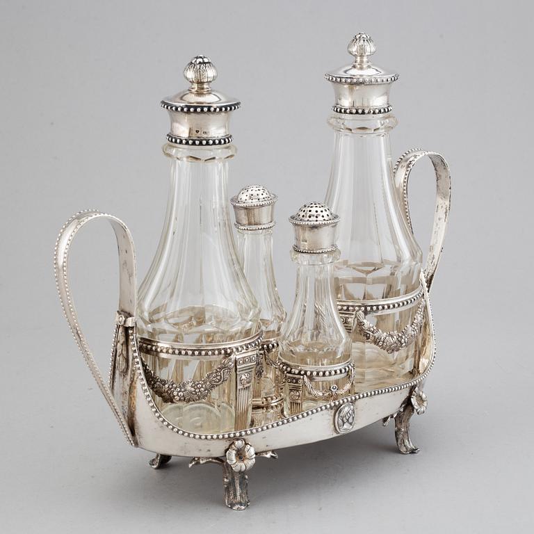 A Swedish Gustavian silver cruet-set, Anders Brandt, Norrkoping 1786.