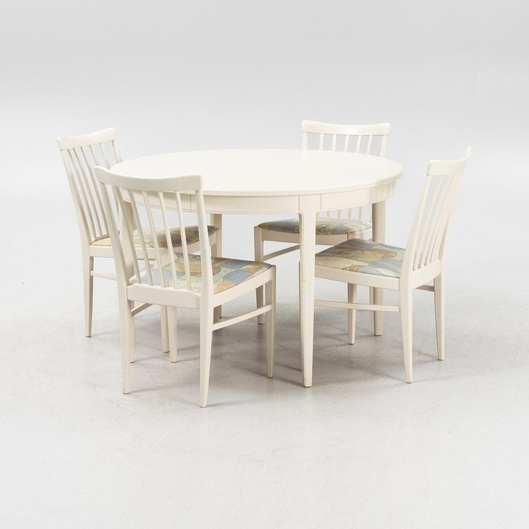 Carl Malmsten, a dining table with four chairs, 'Herrgården', Bodafors, second half of the 20th century.