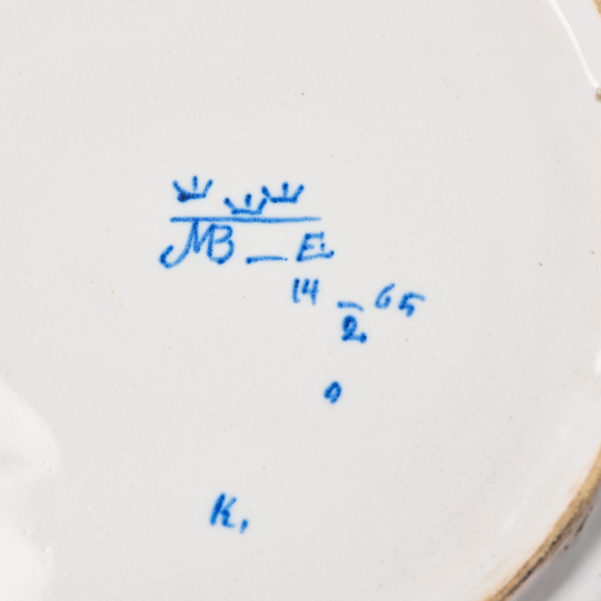 A group of six Swedish faience dishes, 18th Century.