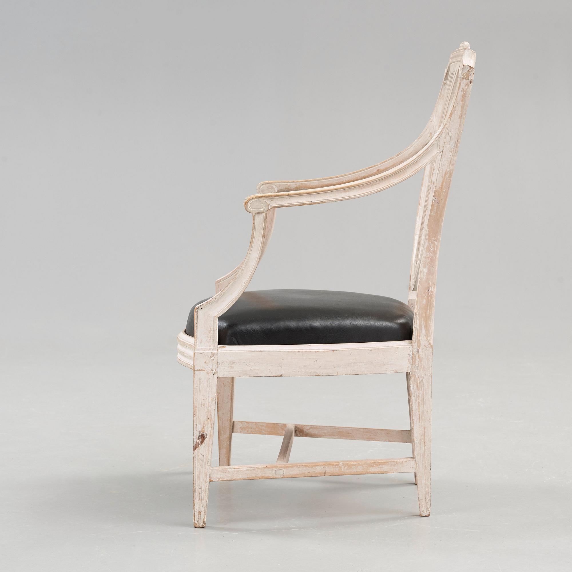 A Gustavian armchair by J E Höglander, master 1777.