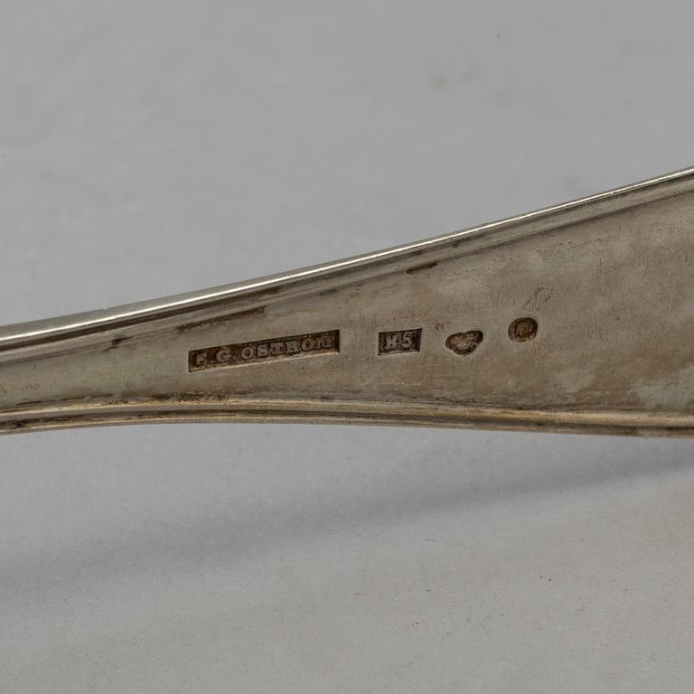 14 Swedish silver spoons from Gävle, 1838-73.