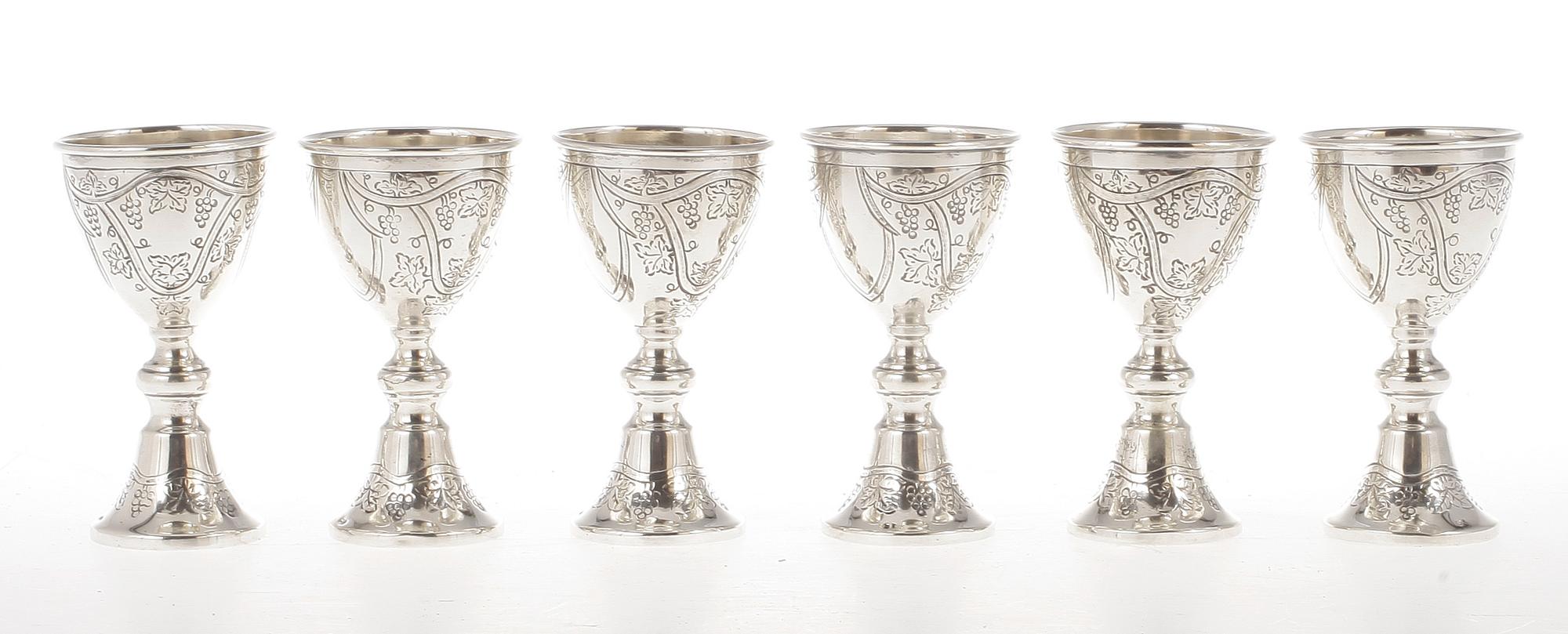 SUPKOPPAR, 6, silver, Porto, Portugal. 1900-tal. Vikt ca 215 gram.