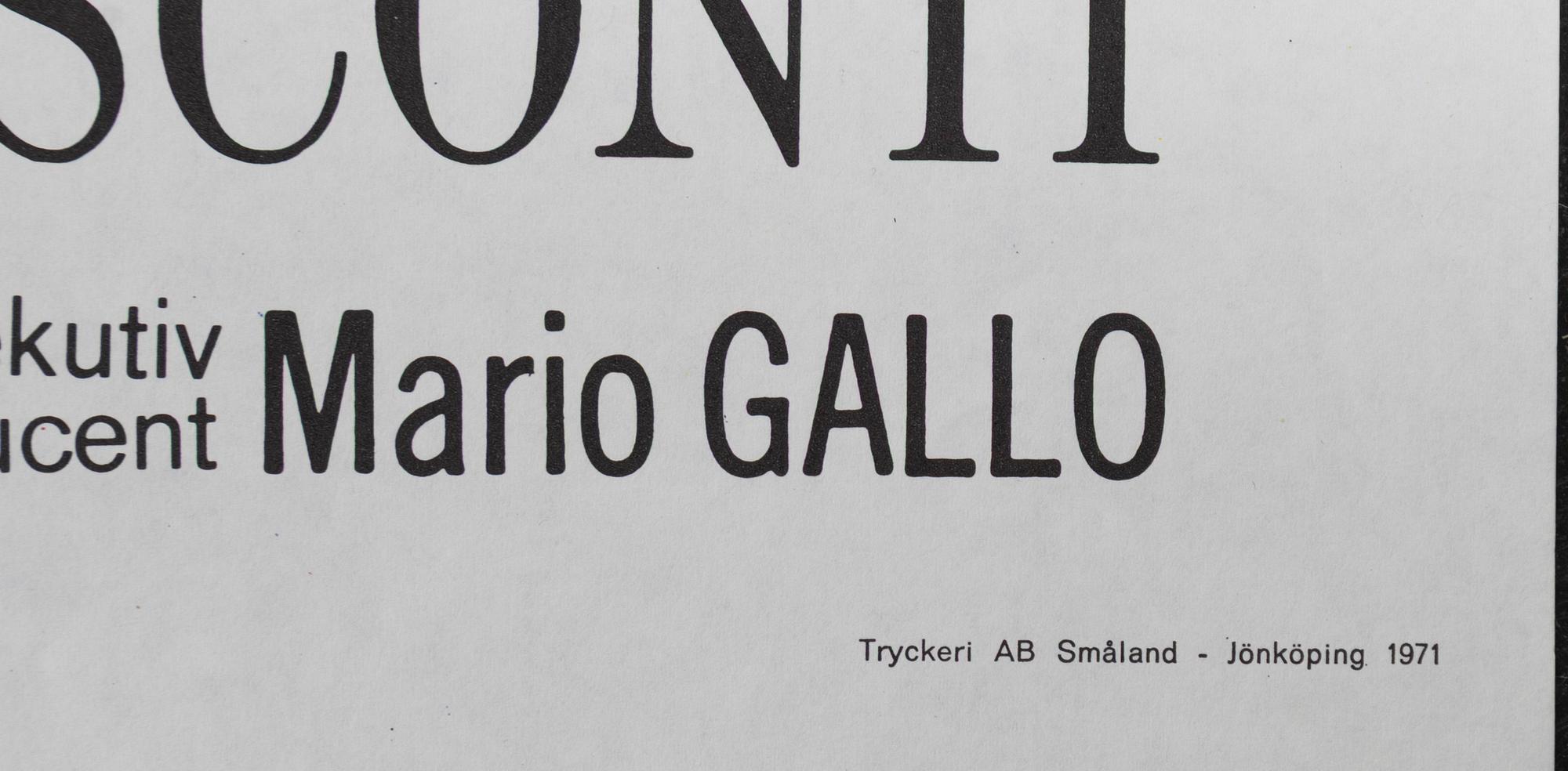 a vintage movie poster, 'Döden i Venedig (Morte a Venezia)', 1971.