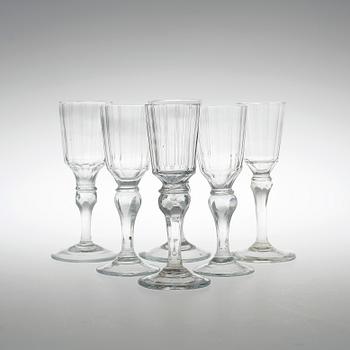 VINGLAS, 6 stycken, omkring 1800.