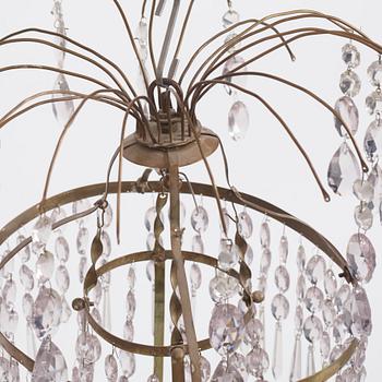 A Late Gustavian gilt brass and cut glass eight-light chandelier, circa 1800.