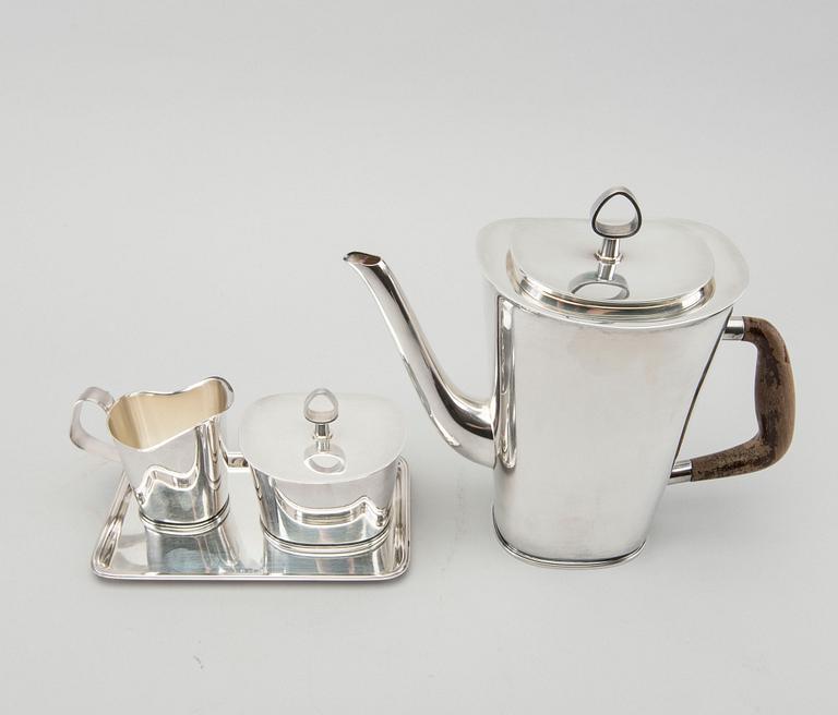 A 3 part 1960's GAB silver tea- and coffee set. Weight app. 1200 grams.