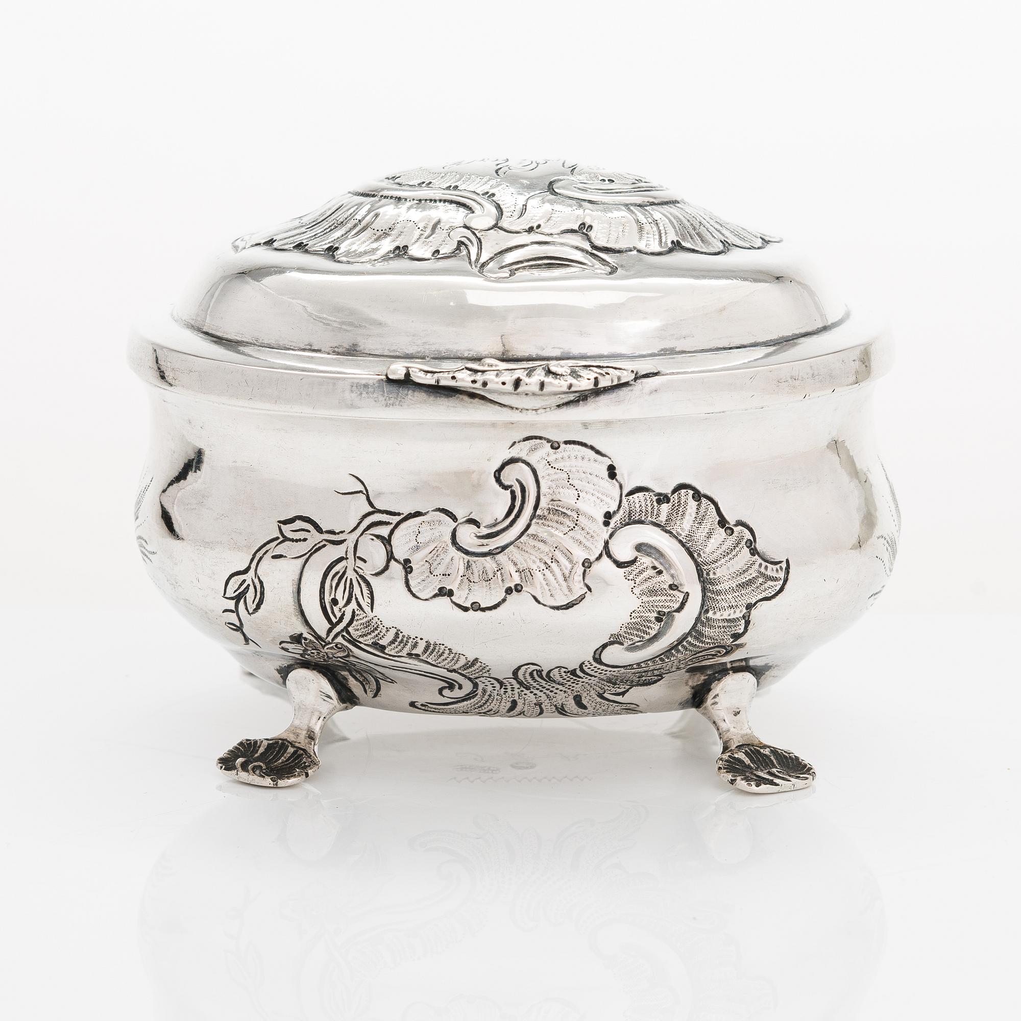 Sockerskrin, silver, rokoko, Hildebrand, Berlin, 1700-talets tredje fjärdedel.