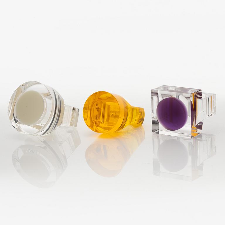 Siv Lagerström, three acrylic plastic rings, 1970s.