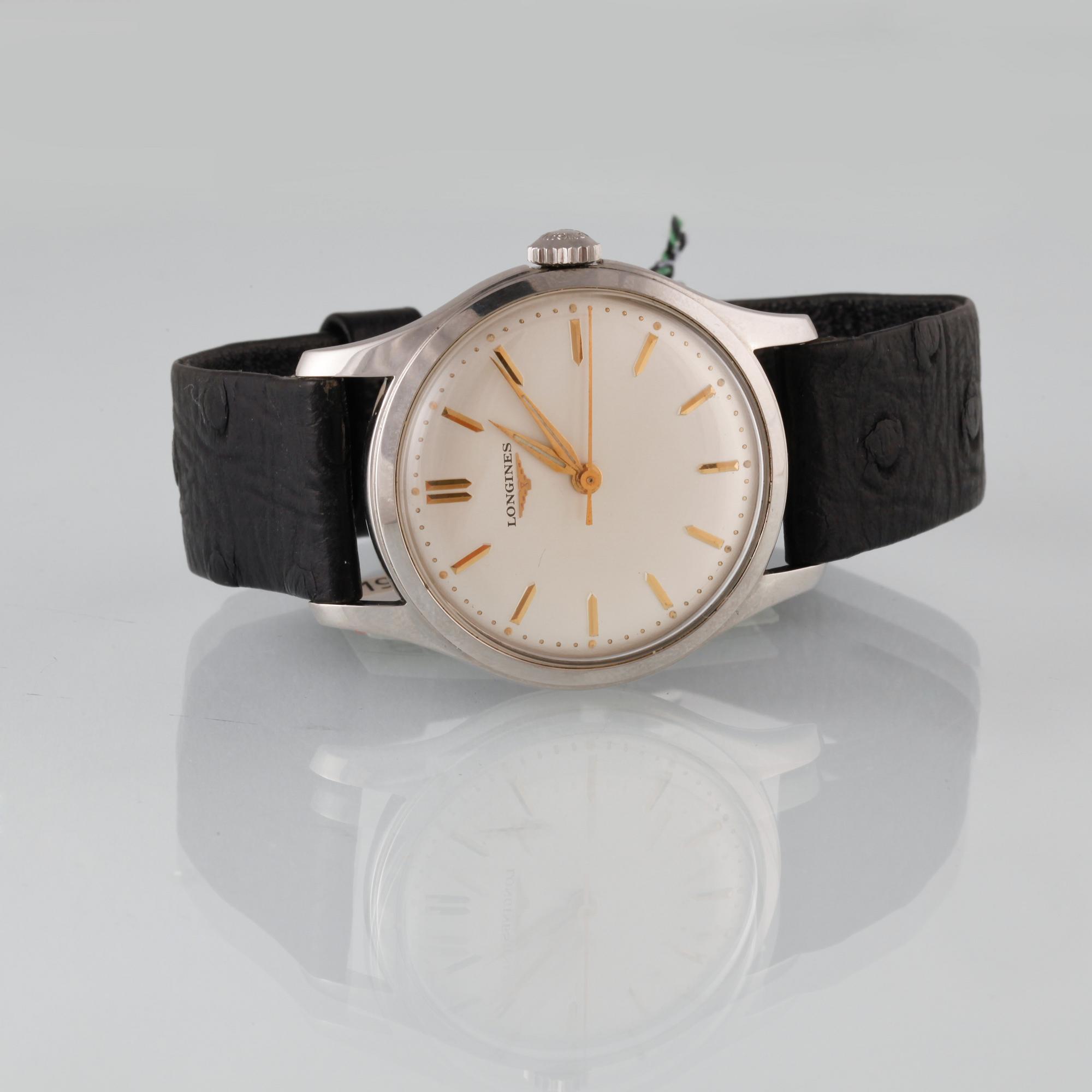 ARMBANDSUR, herr, Longines, stål, 1940/50-talet.