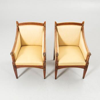Fåtöljer, ett par, empire-stil, 1900-talets början.