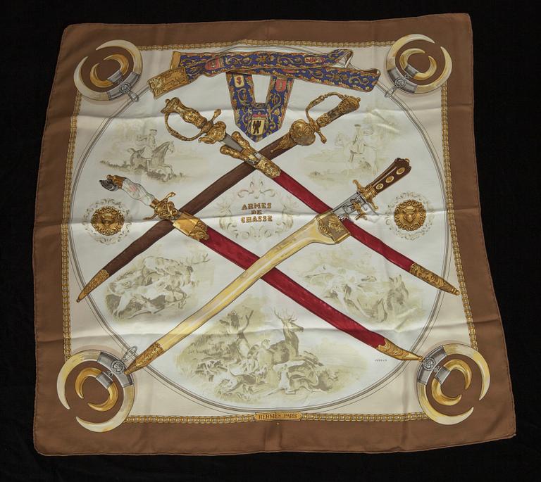 SCARF, siden, "Armes de Chasse", design Ledoux, Hermès, Paris.
