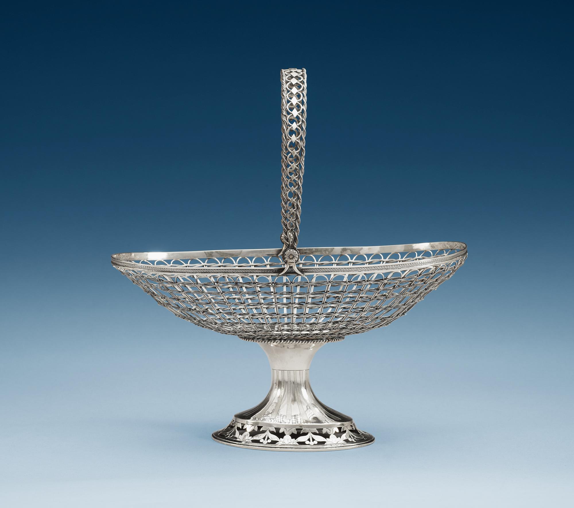 A Swedish 19th century silver bread-basket, makers mark of  Adolf Zethelius, Stockholm 1814.