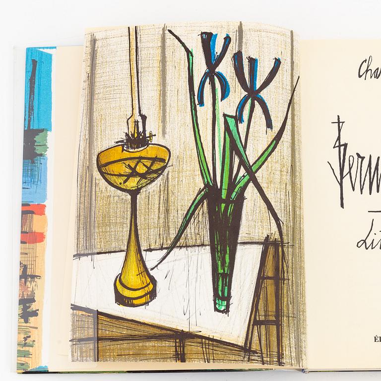 Bernard Buffet, "Bernard Buffet lithographe", 1979, with three colour litographs, signed with dedication.