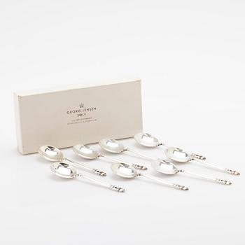 Johan Rohde, Soup spoons, 8 pcs, sterling silver, “Konge” / “Acorn”, Georg Jensen, Denmark, post-1945.