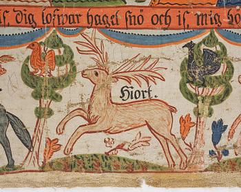 A traditional folk art painting attributed to Anders Andersson, Femsjö (1782-1865).