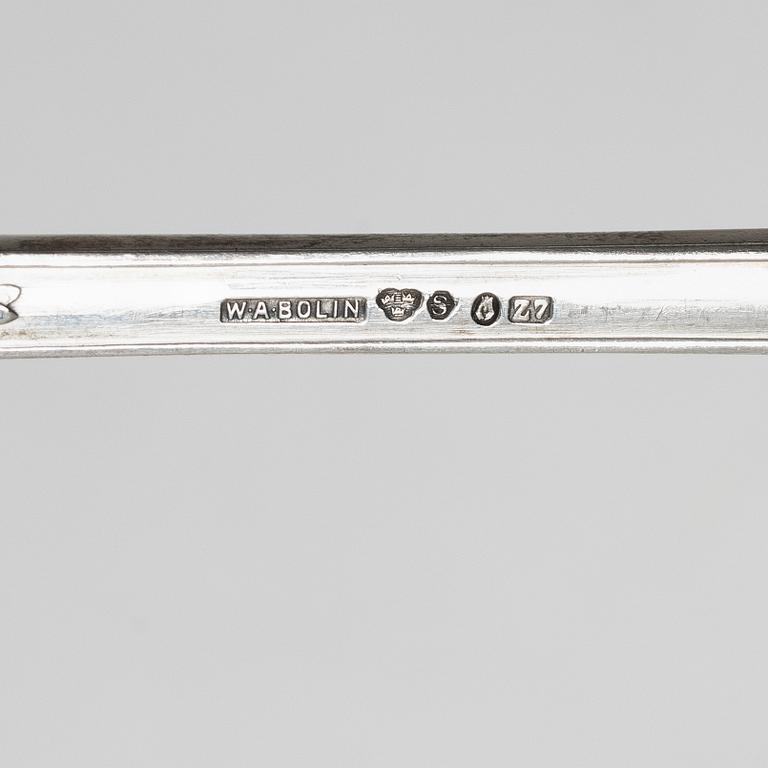 W.A. Bolin, Bestickuppsättning, 65 delar, silver, modell F, Stockholm, bl a 1926.