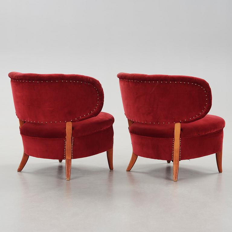 A pair of Otto Schulz 'Schulz' easy chairs, Jio Möbler, Sweden.