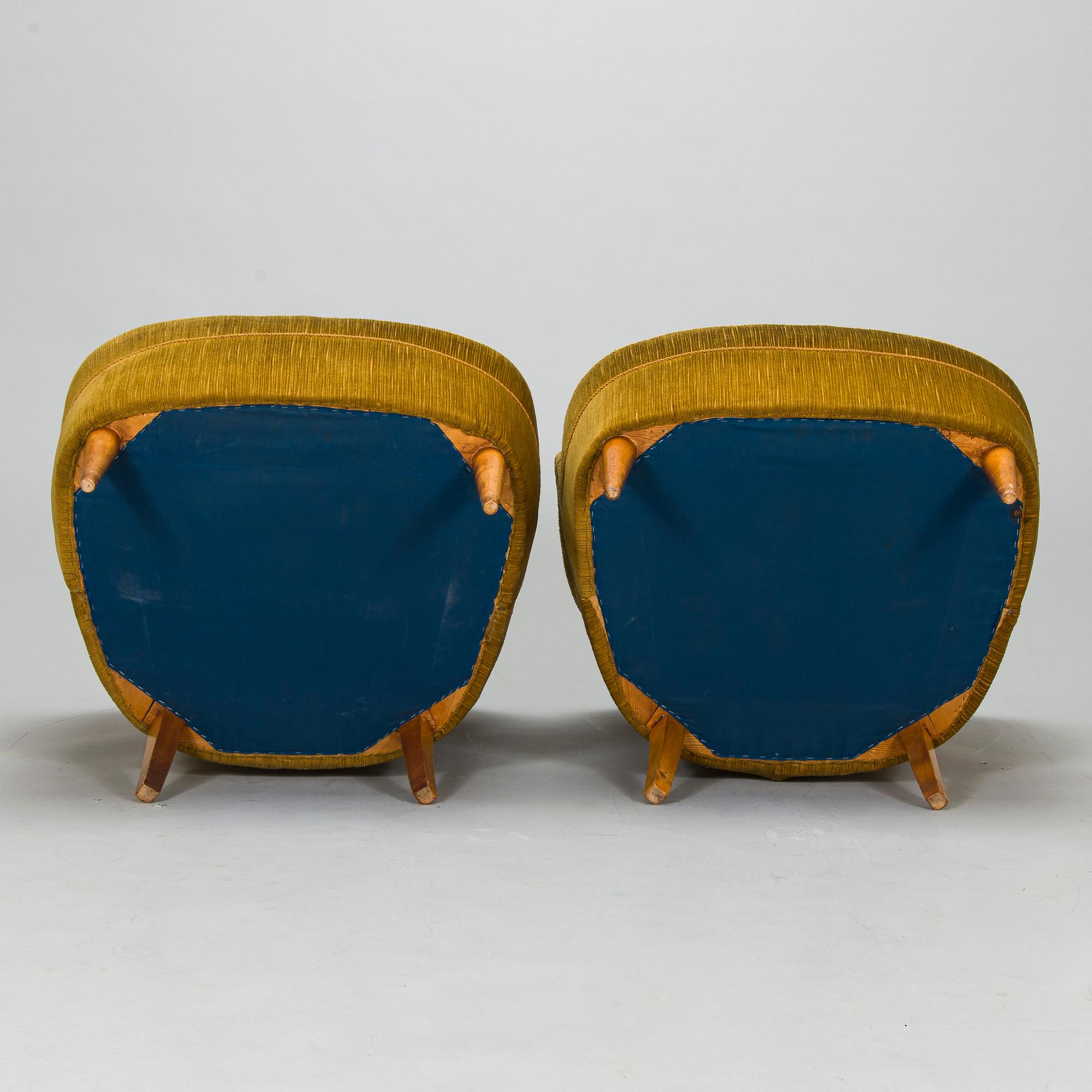 Fåtöljer, 3 st, 1900-talets mitt.