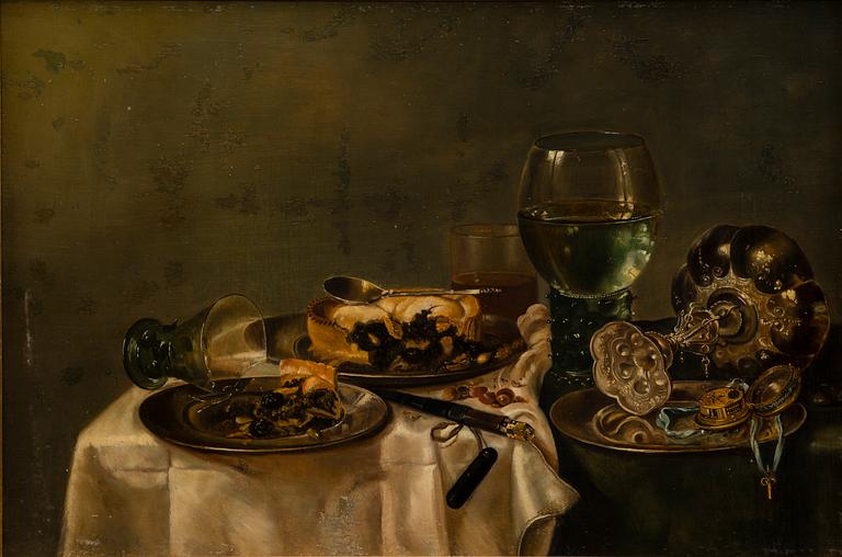 WILLEM-CLAESZ HEDA, IN THE MANNER OF, A DUTCH STILL LIFE.