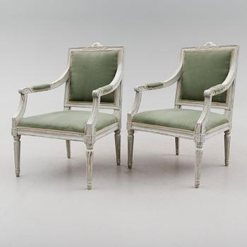 KARMSTOLAR, 1 par, gustaviansk stil, 1800-talets andra hälft.