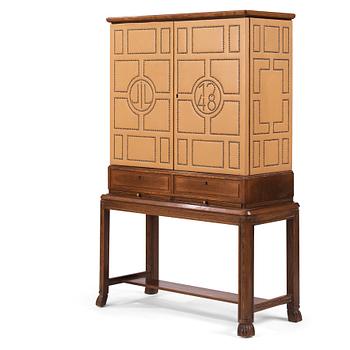 303. Otto Schulz, a Swedish Modern oak and faux leather bar cabinet, Boet, Gothenburg 1948.