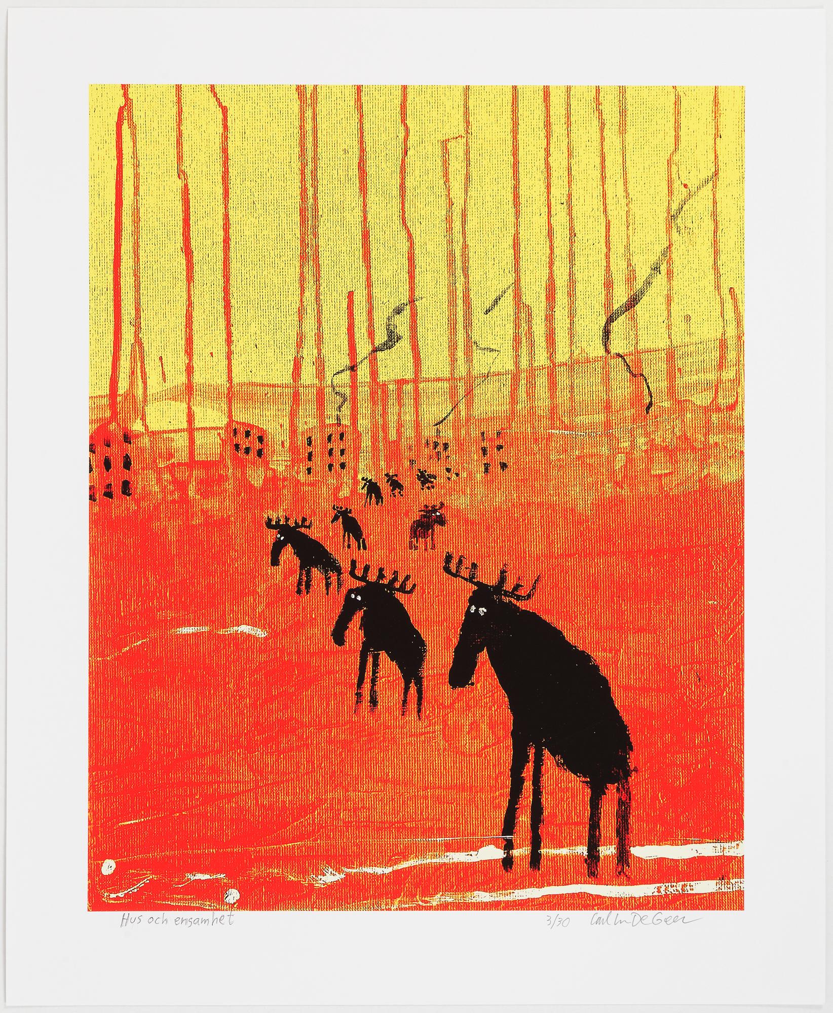 Carl Johan De Geer, lithograph in colours, signed 3/30.