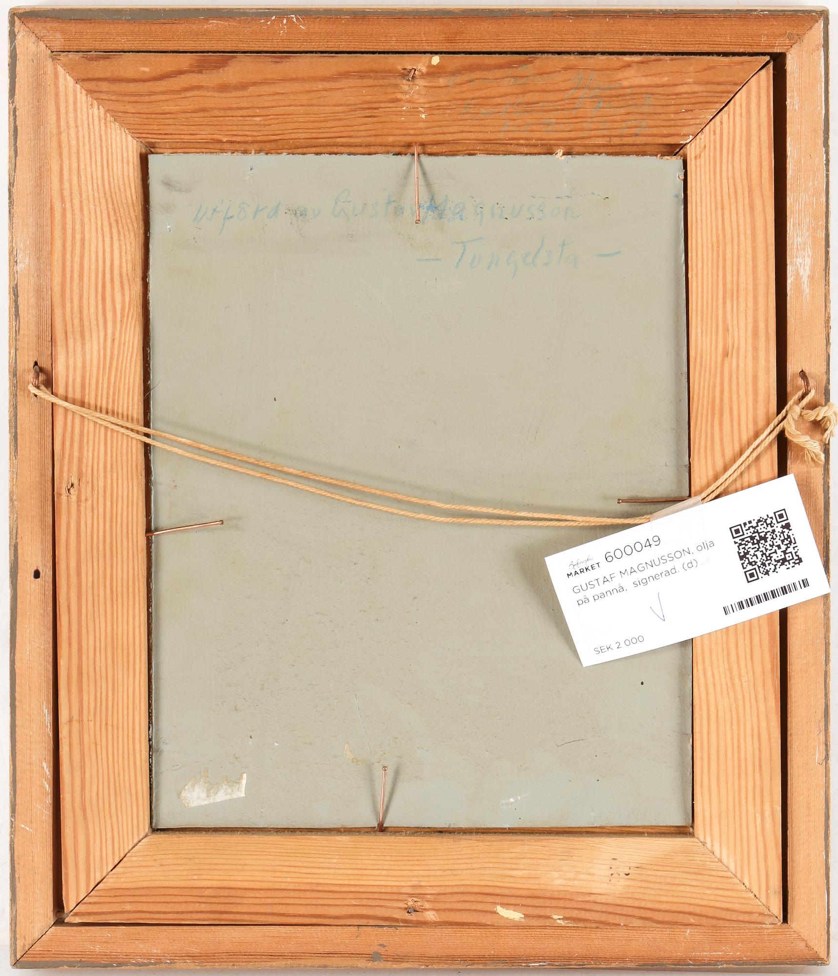 GUSTAF MAGNUSSON, olja på pannå,  signerad.