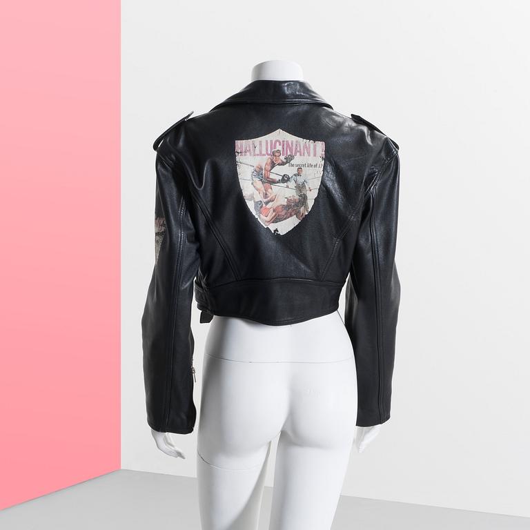 LEATHER JACKET, "Biker", Jean Paul Gaultier, 1980's, Storlek M.