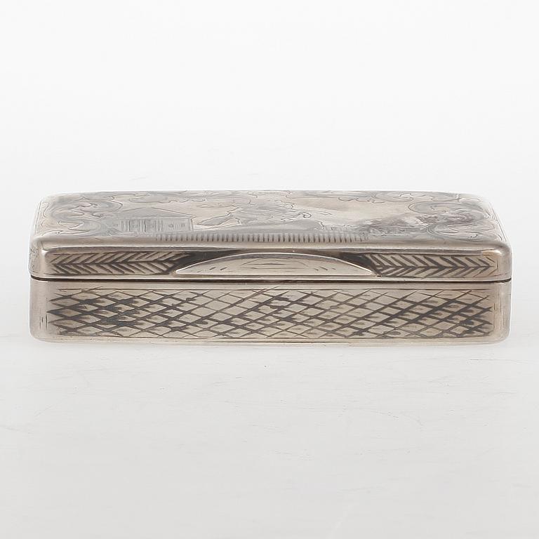 SNUSDOSA silver, oidentifierad mästare, Moskva, 1800-tal.