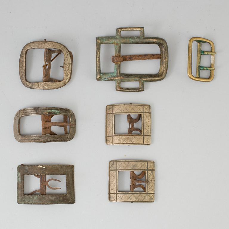 SEVEN METAL SHOE BUCKLES, 18th century.