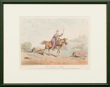 ETSNINGAR, 4 st, kolorerade, efter John Augustus Atkinson  (1775-1833). England 1804.