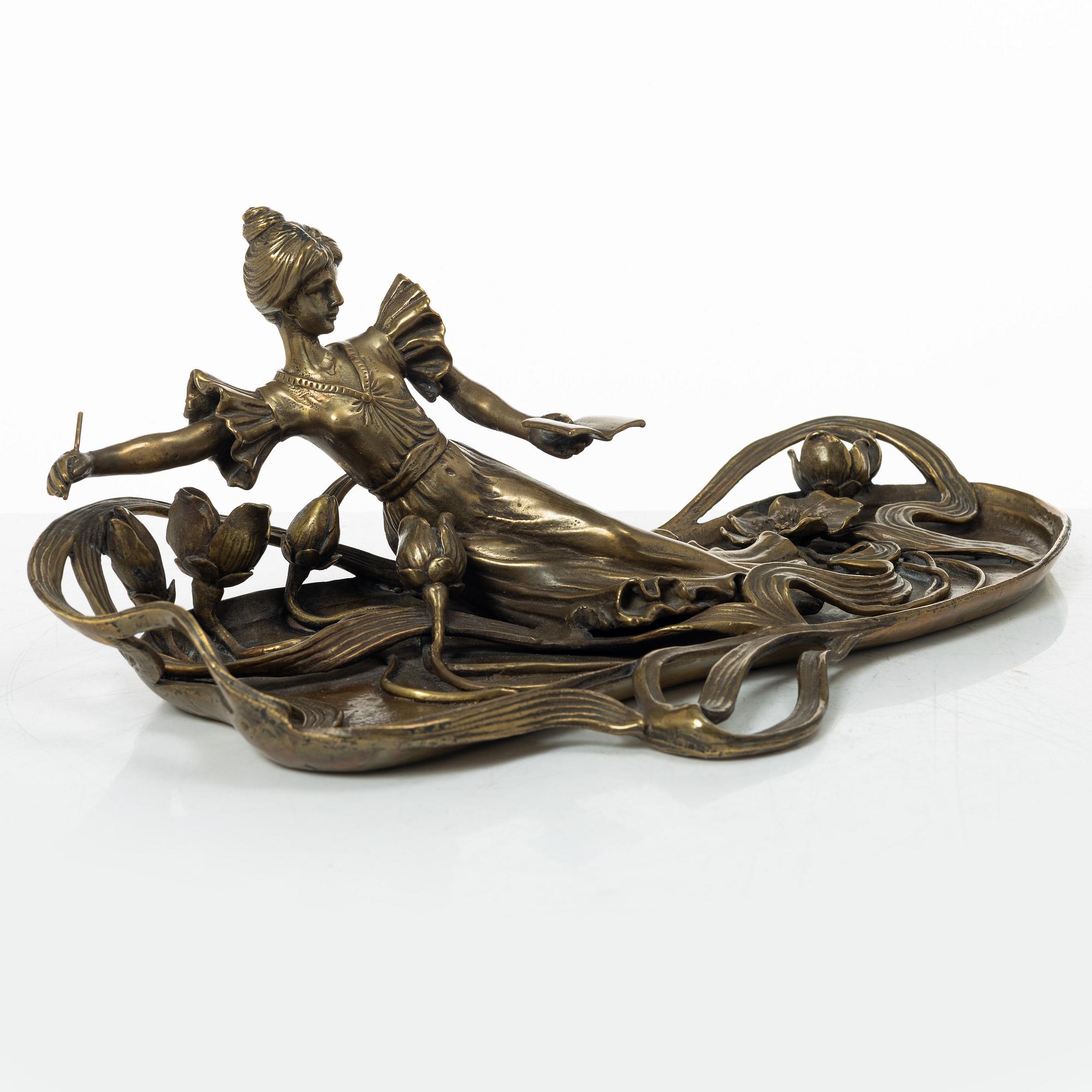 An Art Nouveau brass tray/desk stand, possibly Austria, around 1900.