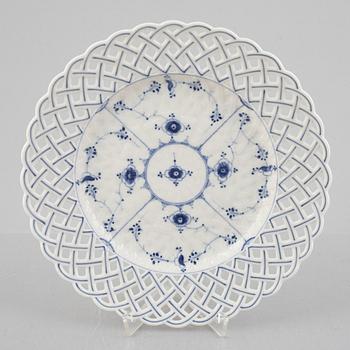 A 'Blue Fluted Full Lace' porcelain fruit basket with stand, Royal Copenhagen, model 1054, stand 19th century.