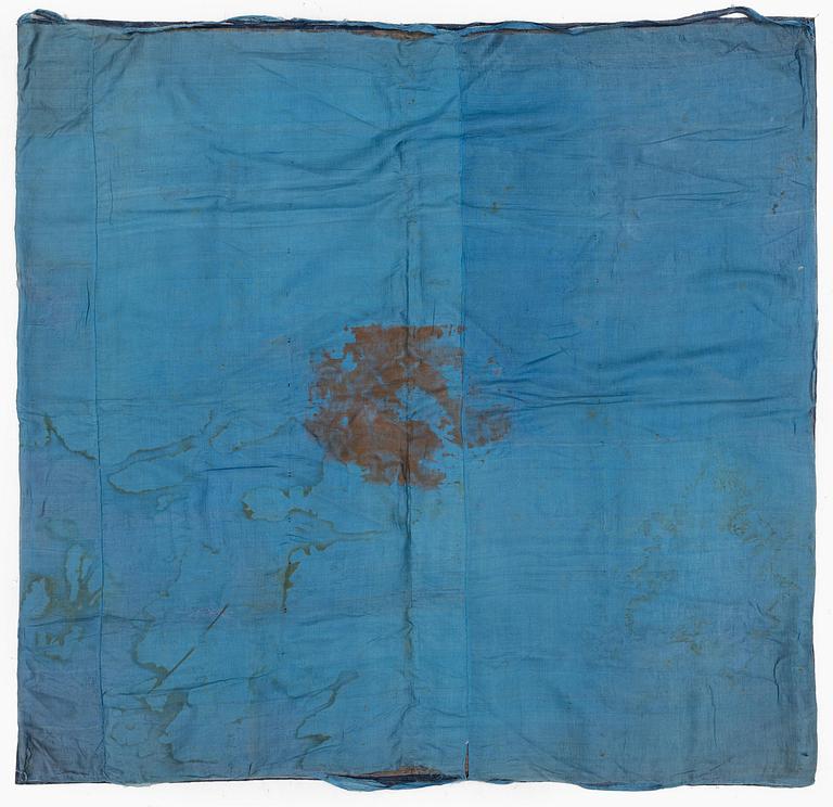 A blue silk and metal-thread  'five-clawed dragon and phoenix' panel, Qing dynasty, around 1800.