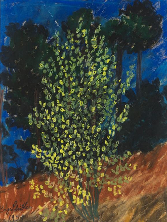 INGE SCHIÖLER, pastel crayon on paper, signed and dated 1959, and dated St. Jörgen 14/4-1959 on verso.