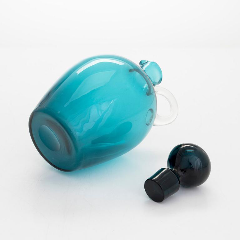 Saara Hopea, karaff, modell 2501 och dricksglas 12 st, modell 2745, Marja", Nuutajärvi Notsjö.