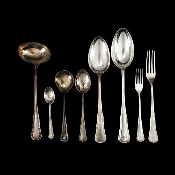 BESTICKSERVISDELAR, ca 80 st. Silver. CG Hallberg, Stockholm bl a 1940. Tot ca 2240 g.