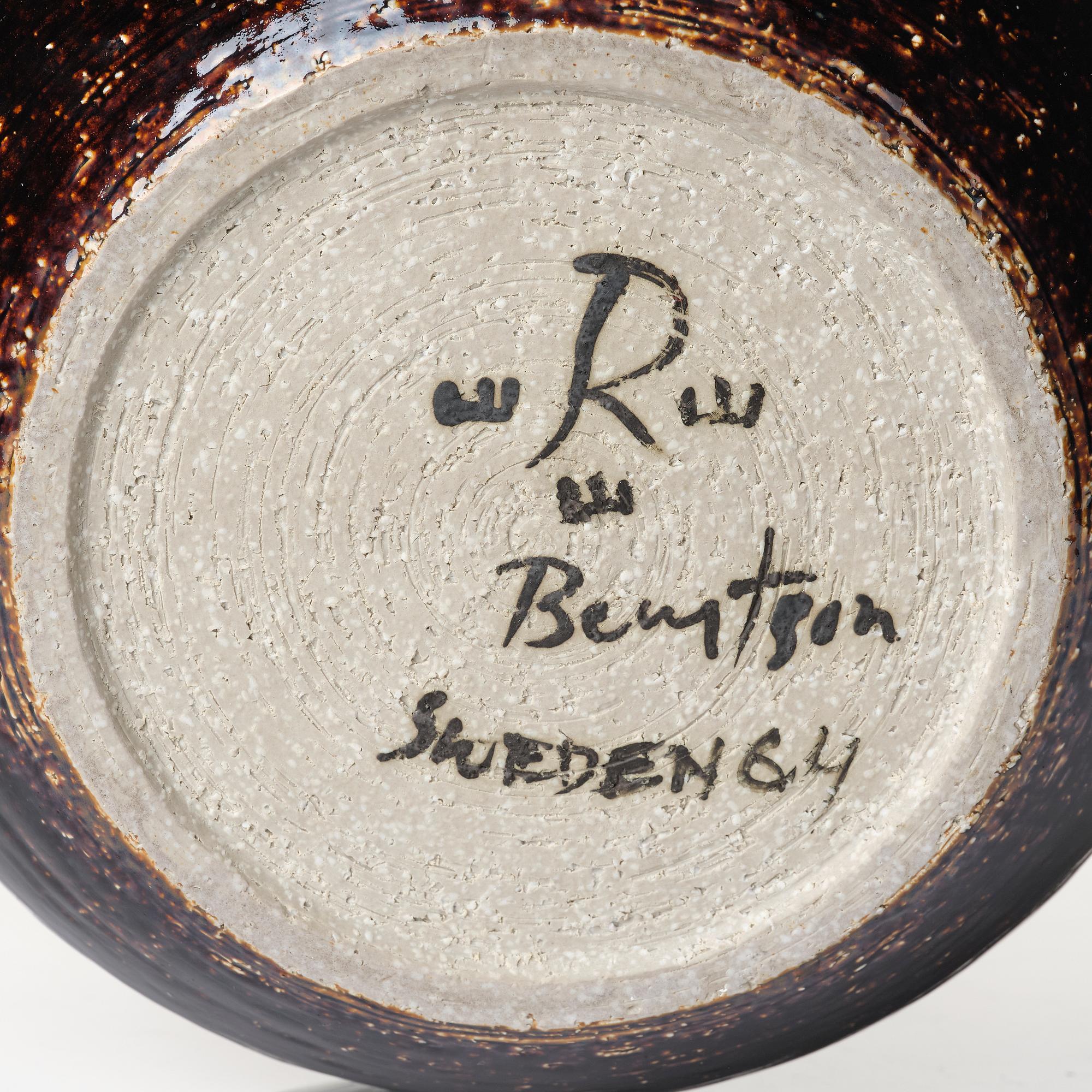 Hertha Bengtson, vase, unique, stoneware, Rörstrand Atelier, 1964.