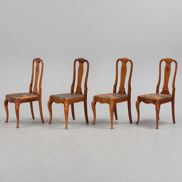 Four Baroque style mahogany chairs, mid 20th Century.