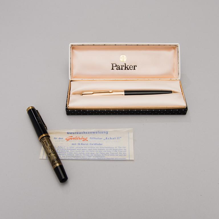 TWO VINTAGE FOUNTAIN PENS by Parker and Goldring.