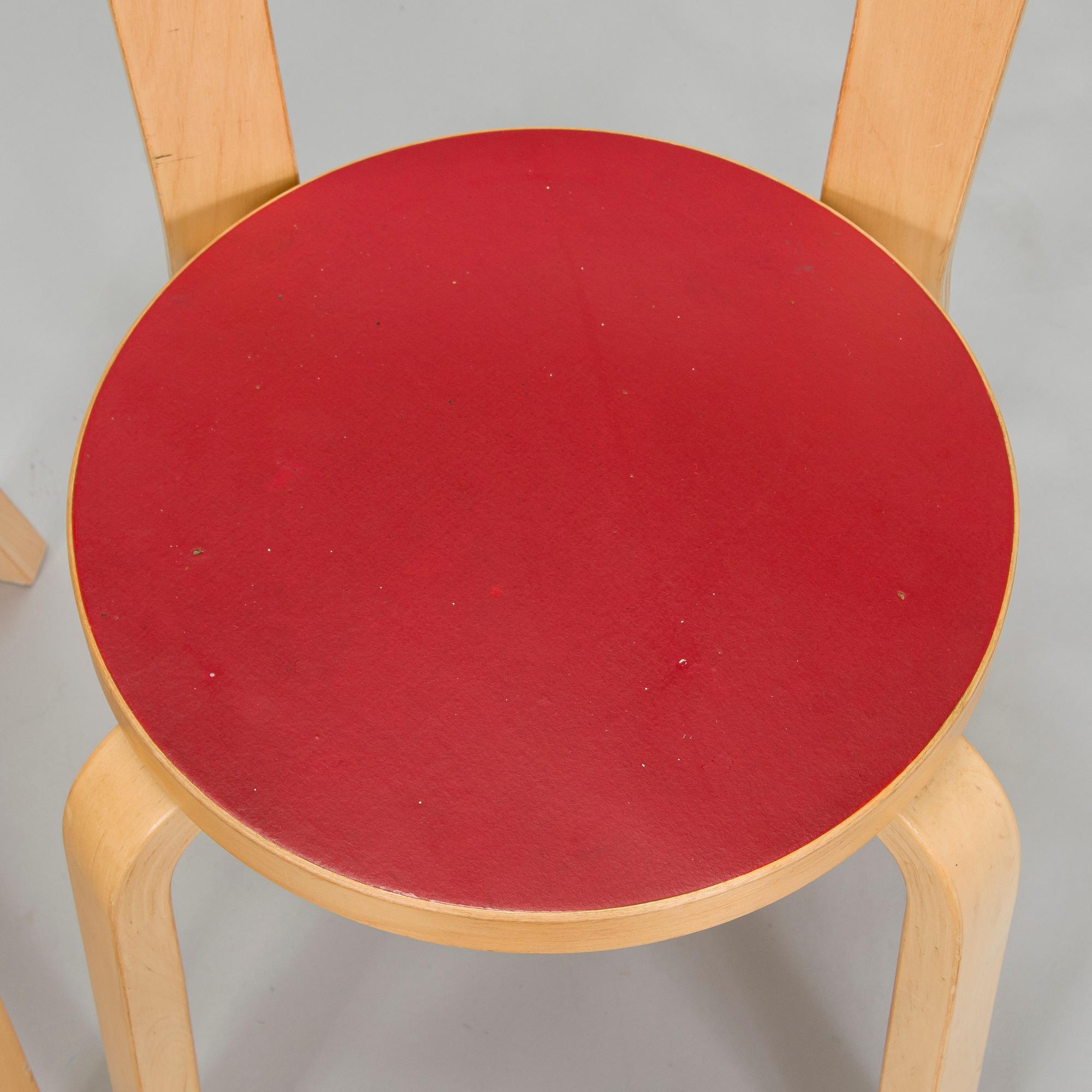 Alvar Aalto, A mid-20th century drop leaf table and three chairs for O.Y. Huonekalu-ja Rakennustyötehdas A.B.